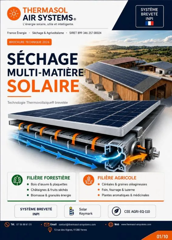 Couverture de la brochure technique THERMASOL Air Systems 2026 sur le séchage solaire PVT